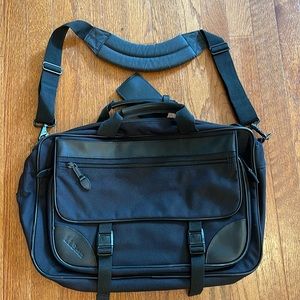 L. L. Bean Black Canvas with Leather Trim Laptop Bag / Briefcase